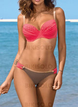 Charger l&#39;image dans la galerie, Taille Basse Splice Couleur Sangle V-Neck Sexy Frais Attrayant Bikini Maillots De Bain Rouge / S