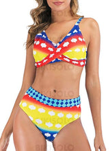 Charger l&#39;image dans la galerie, Taille Basse Splice Couleur Sangle V-Neck Sexy Grande Taille Attrayant Bikini Maillots De Bain