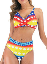 Charger l&#39;image dans la galerie, Taille Basse Splice Couleur Sangle V-Neck Sexy Grande Taille Attrayant Bikini Maillots De Bain