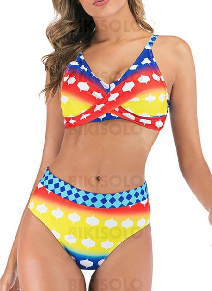 Taille Basse Splice Couleur Sangle V-Neck Sexy Grande Taille Attrayant Bikini Maillots De Bain