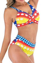 Charger l&#39;image dans la galerie, Taille Basse Splice Couleur Sangle V-Neck Sexy Grande Taille Attrayant Bikini Maillots De Bain