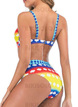 Charger l&#39;image dans la galerie, Taille Basse Splice Couleur Sangle V-Neck Sexy Grande Taille Attrayant Bikini Maillots De Bain