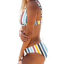 Charger l'image dans la galerie, Taille Basse Striped À Bretelles Mignon Bikinis Maillots De Bain