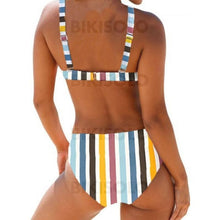 Charger l'image dans la galerie, Taille Basse Striped À Bretelles Mignon Bikinis Maillots De Bain