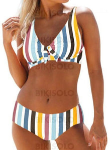 Taille Basse Striped À Bretelles Mignon Bikinis Maillots De Bain