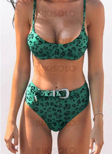 Taille Haute À Bretelles Sexy Bikinis Maillots De Bain Vert / S