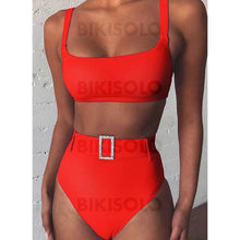 Charger l&#39;image dans la galerie, Taille Haute À Bretelles Sexy Bikinis Maillots De Bain