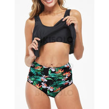Charger l&#39;image dans la galerie, Taille Haute Feuilles Froufrous À Bretelles Grande Taille Accrocheur Exceptionnel Bikinis Maillots