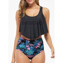 Charger l&#39;image dans la galerie, Taille Haute Feuilles Froufrous À Bretelles Grande Taille Accrocheur Exceptionnel Bikinis Maillots