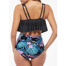 Charger l&#39;image dans la galerie, Taille Haute Feuilles Froufrous À Bretelles Grande Taille Accrocheur Exceptionnel Bikinis Maillots