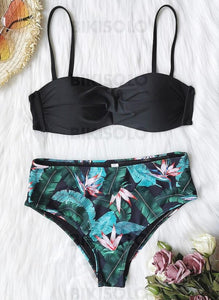 Taille Haute Imprimé À Bretelles Sexy Frais Bikinis Maillots De Bain