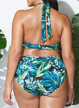 Charger l&#39;image dans la galerie, Taille Haute Imprimé Dos Nu Frais Grande Taille Bikinis Maillots De Bain