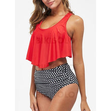 Charger l&#39;image dans la galerie, Taille Haute Imprimé Froufrous À Bretelles Bohème Attrayant Grande Taille Bikinis Maillots De