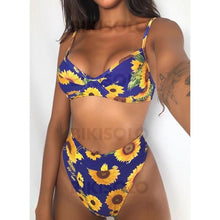 Charger l&#39;image dans la galerie, Taille Haute Imprimé Jambe Haute À Bretelles Sexy Bikinis Maillots De Bain