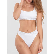 Charger l&#39;image dans la galerie, Taille Haute Jambe Haute À Bretelles Sexy Bikinis Maillots De Bain Blanc / S