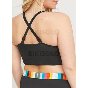 Taille Haute Striped À Bretelles Grande Taille Bikinis Maillots De Bain