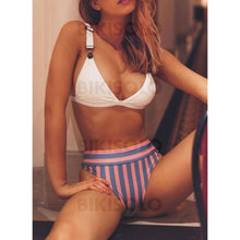 Charger l&#39;image dans la galerie, Taille Haute Striped À Bretelles Sexy Bikinis Maillots De Bain
