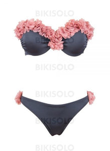 Triangle Bretelles Détachables Mignon Bikinis Maillots De Bain Rose Perle / S