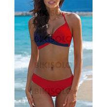 Charger l&#39;image dans la galerie, Triangle Dos Nu Col V Sexy Bikinis Maillots De Bain Rouge / S