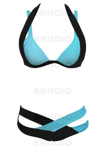 Triangle Taille Basse Dos Nu Sexy Grande Taille Bikinis Maillots De Bain Bleu / S